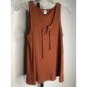 Old Navy Top‎ Women's brown ribbed Sleeveless size medium layering scoop neck